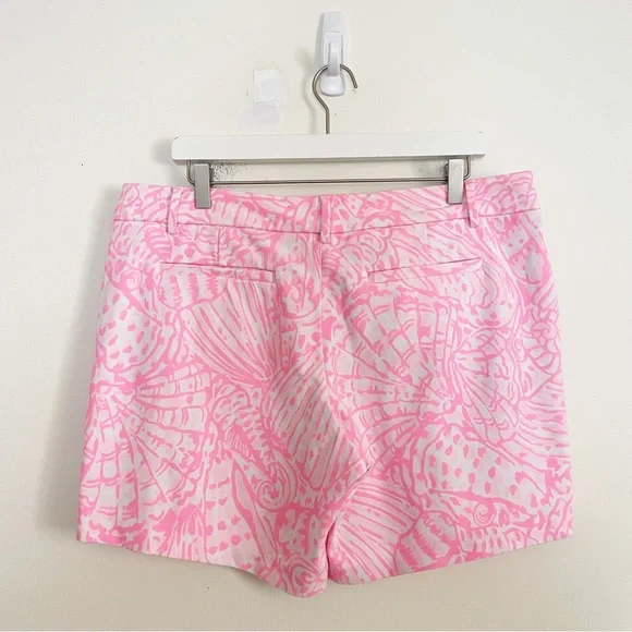 Lilly Pulitzer Jayne Knit Shorts Pelican Pink Sea Cups Print 7” Inseam Size 14 - Picture 7 of 11